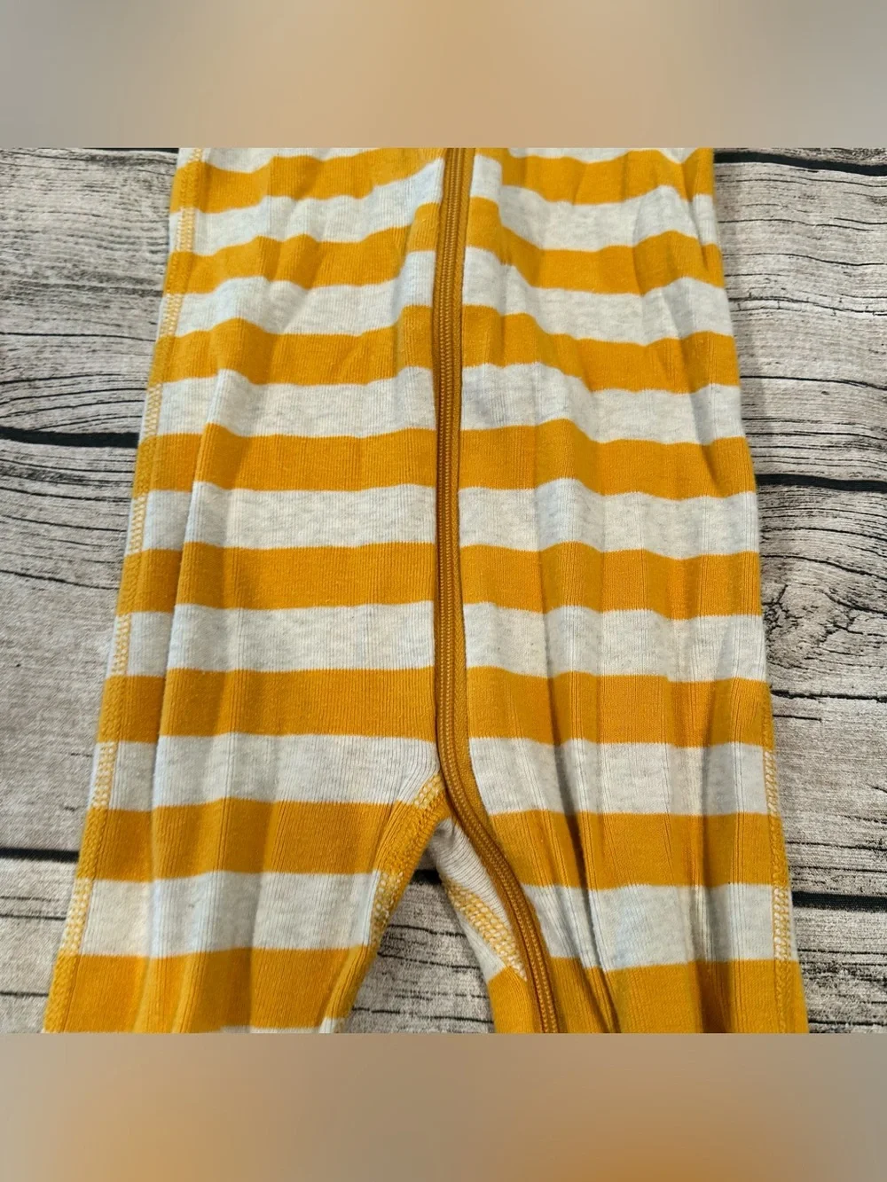 Hanna Andersson Organic Mustard and Oatmeal Striped One-Piece Unisex Size 18-24